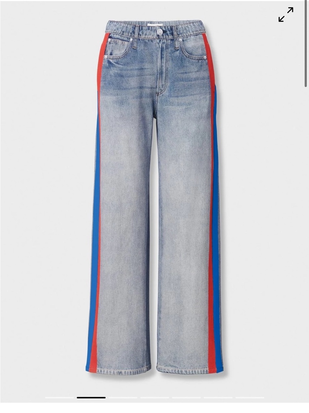rag & bone Light Blue Wide-Leg Jeans with Red & Blue Side Stripe - Picture 3 of 7